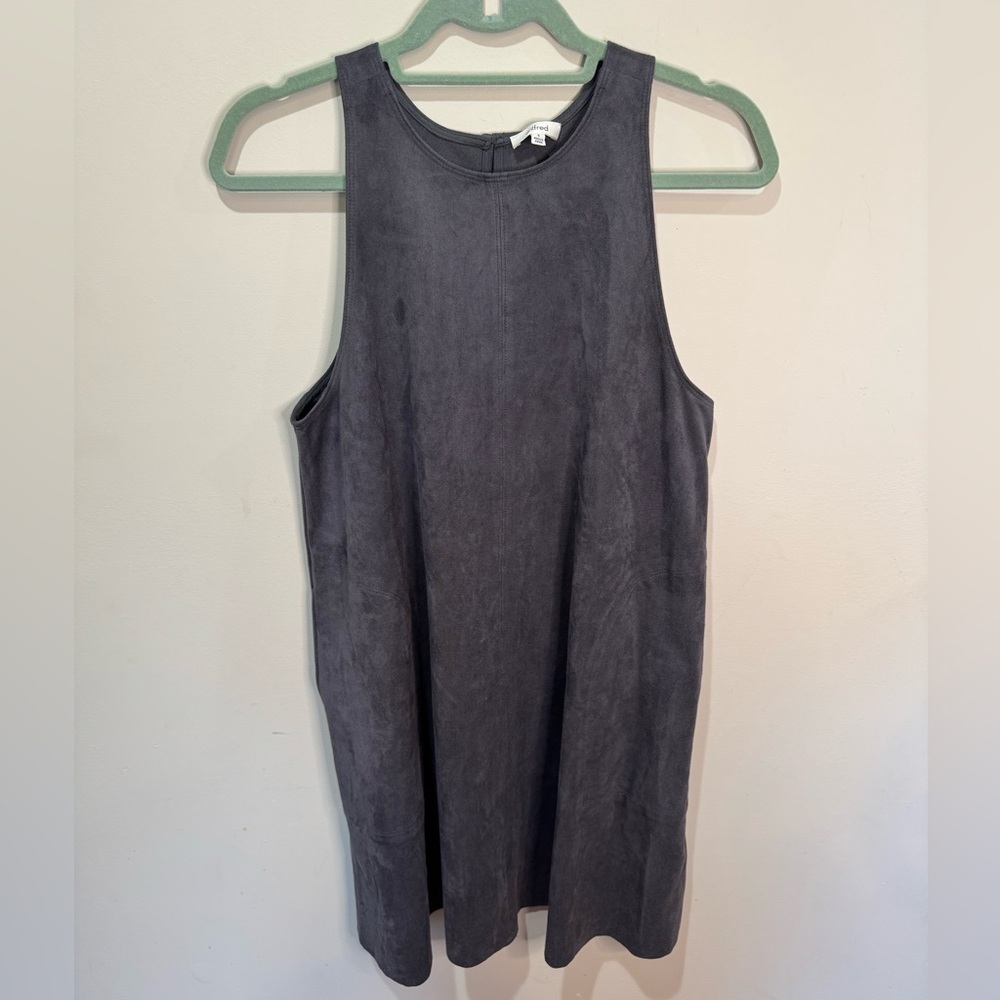 Aritzia Wilfred Trompette Gray Faux Suede Sleeveless Dress Size S Pockets‎